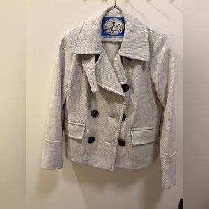 Banana Republic Light Gray Striped Peacoat